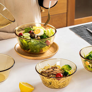 Mangkuk Kaca Borosilikat Tinggi Apannis Amber, Aman untuk Microwave, Tahan Suhu Tinggi, Tidak Beracun, Lapisan Kerak Modern, Desain Modern untuk Pesta dan Rumah - Product Image 4