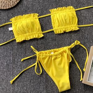 Nouveau maillot de bain personnalisé pour femme, une pièce, taille haute, bikini texturé, service OEM, imprimé pois XL, micro-soutien-gorge à lanières en V sur le devant, antibactérien - Product Image 5