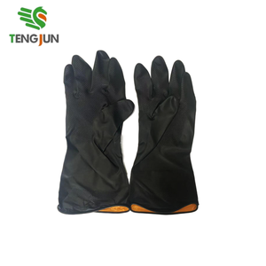 High Quality Long Big Size Black <strong>Latex</strong> Industrial Working Safety <strong>Gloves</strong> with Anti-Slip Waterproof Ambidextrous Pull-On Closure - Product Image 3