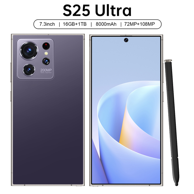 The Latest S25 Ultra 7-Inch 4g 5g Smartphone 16Gb +1Bt Unlocked Dual Sim Card 64Mp7.3 Large Screen