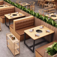Ensemble de table à manger moderne en cuir avec 4 chaises, table de restaurant, buffet, barbecue, brochettes, cuisinière à induction, hotpot