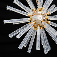 Lustre LED moderne à 24 lumières LT250003-16, luminaire suspendu ovale géométrique réglable, style Sputnik du milieu du siècle, Luckygoods Middle