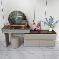 Table de Maquillage Amovible en MDF Écologique avec Miroir LED pour Hôtels, Écoles, Chambres et Salles de Bain – Style Moderne – Vente en Gros