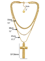 2026 tendance nouveau Desgin bijoux en gros personnalisé grande croix collier mode multicouche 18k plaqué or pendentif collier pour les femmes