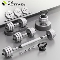 PINJIAN Ensemble de poids réglables en fer – Haltères, barres et kettlebells multi-usages pour entraînement complet du corps à domicile