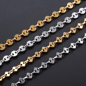 Collier chaîne à maillons ronds et carrés géométriques en acier inoxydable de 8 mm pour femmes et hommes, fait main, plaqué or, bijoux en métal - Product Image 6