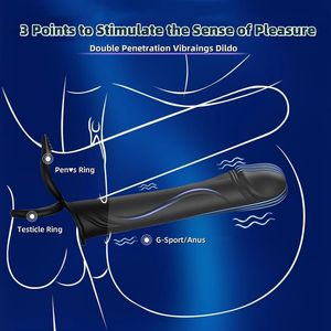 Cross-border male double-insertion vibrating ring double bullet 10 frequency locking ring artificial penis adult product - Product Image 4