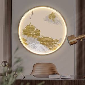 Pintura Decorativa Redonda con Temática de Paisaje y Ático, Equipada con Lámparas de Pared LED, Adecuada para Sala de Estar y Pasillo - Product Image 3