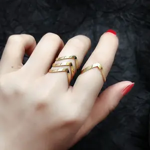 Stackable Fashion Ring Open Ended Hollow Double Band Adjustable Women Stainless Steel Rings Set