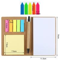 Bloc-notes promotionnel avec mémos adhésifs, marque-pages en kraft, blocs-notes personnalisés avec stylo et onglets d'indexation colorés, marque-pages de page