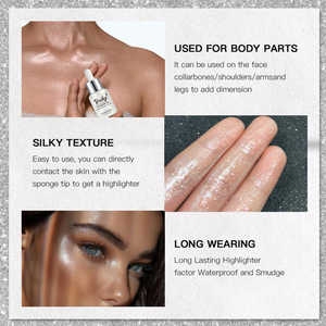 Huile illuminatrice liquide de luxe personnalisée MLM pour le corps, maquillage éclatant pour tout le corps, marque privée OEM cosmétique - Product Image 5