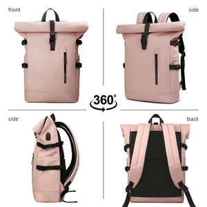 <span class=keywords><strong>Zaino</strong></span> Roll-Top Unisex di Grande Capacità <span class=keywords><strong>Borsa</strong></span> Impermeabile con Cerniera per Laptop <span class=keywords><strong>Zaino</strong></span> da Giorno da Uomo Nero per Sport all'Aperto Stile alla Moda - Product Image 5