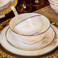 Service de vaisselle en porcelaine peinte à la main, ensemble de bols en porcelaine fine, vaisselle de luxe pour mariage, restaurant, hôtel, service de vaisselle en céramique