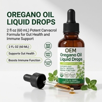 Huile d'origan liquide en gouttes 60ml, carvacrol puissant, soutient la santé intestinale et la fonction immunitaire, OEM ODM, étiquette privée