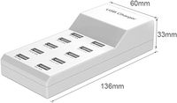 Cargador USB Portátil de 50W con 10 Puertos, Estación de Carga Inteligente de Escritorio para Múltiples Dispositivos, para Teléfono, Tableta, Reproductores MP4, Energía de Viaje