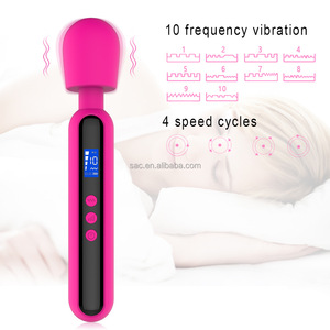 SacKnove LCD Display Handheld Purple USB <span class=keywords><strong>Multi</strong></span> <span class=keywords><strong>Speed</strong></span> Silicone Dildo Thrust <span class=keywords><strong>Mini</strong></span> AV Wand Masajeador Vibrador de mujer con tocados - Product Image 6