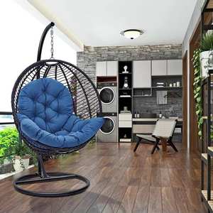 Fauteuil suspendu moderne en forme d'œuf pour l'extérieur, avec support métallique, hamac d'intérieur, chaise de patio avec coussin pour hôtels et cours - Product Image 6