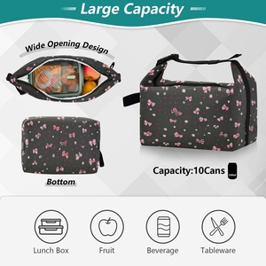 Bow Printing Insulated Cooler Bags Large Portable Thermal Picnic Lunch Tote Insulated Cooler Bags for Office School - Product Image 5