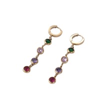 Prism Spectrum Round CZ Boucles d'oreilles pendantes en acier inoxydable léger hypoallergénique CZ Drop