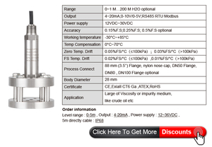 HPT611 Anti-Stoßdruck Tauchwasser Klärschlamm Abwasser-Flüsstuntank Stahlkäfig Niveaudruck-Sensor - Product Image 2