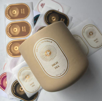 Autocollants personnalisés haut de gamme avec logo estampé à chaud en feuille d'or, étiquettes brillantes en papier texturé pour emballages de cosmétiques et de bougies