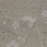 Tissu de broderie à paillettes blanches de Style Xiaoxiangfeng tissé armure toile pour les accessoires de vêtements de mode pour femmes comme les sacs de meubles