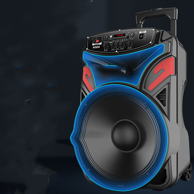 Portable 15 Inch Karaoke Rechargeable Outdoor Wireless Party Trolly Speaker  Subwoofer With Mic SD AUX