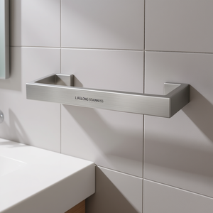 Barre porte-serviettes moderne en acier inoxydable DB, 60 cm, surface brossée, accessoire mural pour salle de bain - Product Image 2