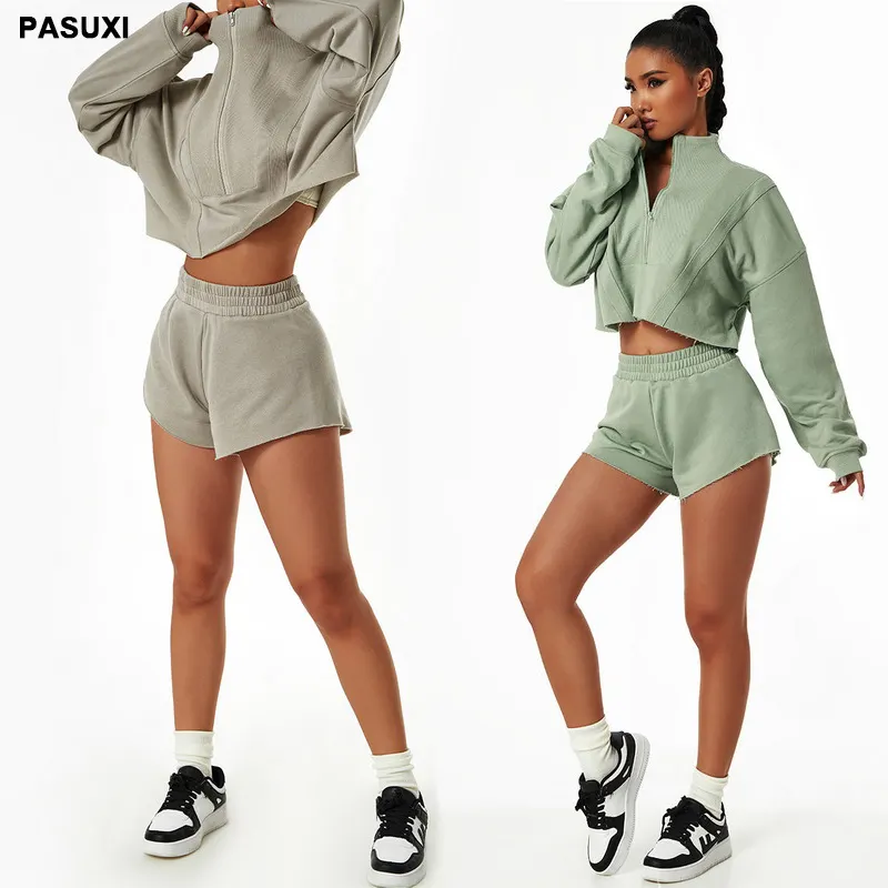 PASUXI 2 Piece Suit Workout Clothing Women Gym Activewear Set Training Sports Plus Size Fitness Yoga Sets