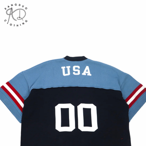 Suéter de Fútbol de Manga Corta para <span class=keywords><strong>Hombre</strong></span>, Diseño Personalizado OEM ODM, Logotipo Personalizado, Tejido <span class=keywords><strong>Jacquard</strong></span> con Letras Bordadas - Product Image 3