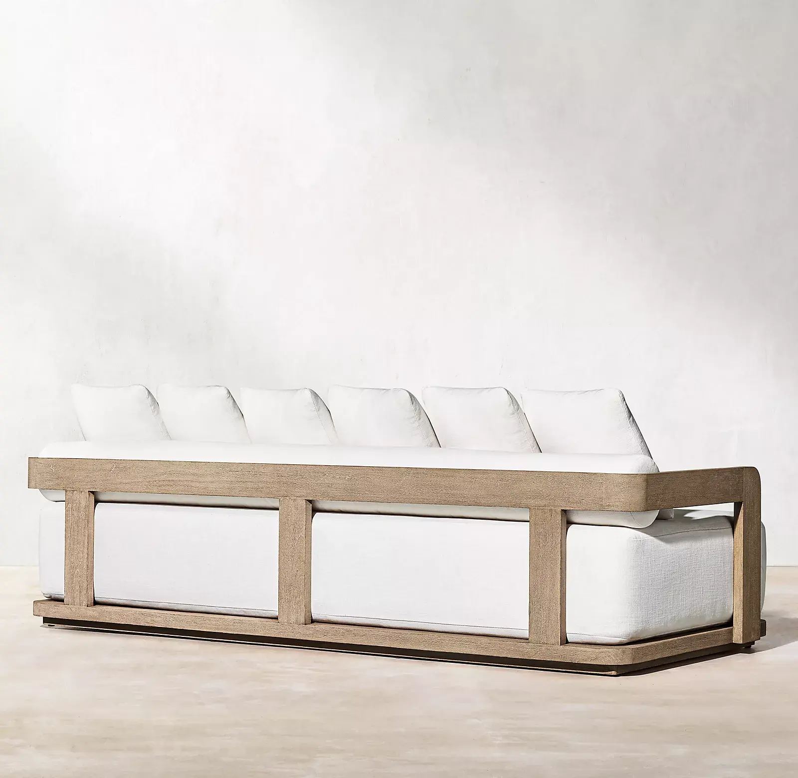 Conjunto de sofás modernos de madera de alta gama para exteriores, juego de cama de día resistente para el sol, muebles de jardín y Patio