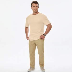 T-shirt unisexe de luxe en coton épais uni, col rond, manches courtes, personnalisable, tendance actuelle - Product Image 1