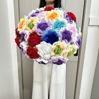 Dropshipping Handgefertigter Gestrickter Roter Rosenstrauß Künstliche Häkelblumen Hochzeitsgeschenk Muttertag Ostern Weihnachten