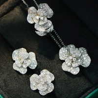 Aazuo – ensemble de bijoux de luxe en or massif 18 carats, diamants naturels, collier, boucles d'oreilles, bague, cadeau pour femme, mariage, fiançailles, fête, haut de gamme