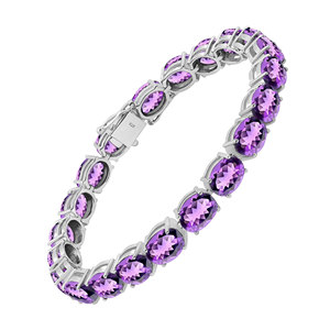Pulsera de Plata de Ley con Acabado Pulido Clásico en Amatista, Engaste de Garra, para Fiestas y Bodas - Product Image 4