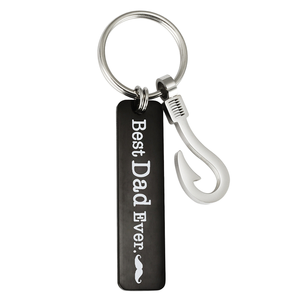 Porte-clés créatif vintage tendance en acier inoxydable, étanche, personnalisé avec un hameçon scintillant, idéal pour le Poisson d'avril - Vente en gros - Product Image 1