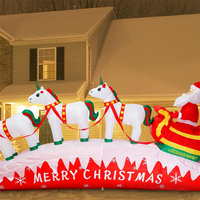 Traîneau de Noël gonflable de 3 m avec rennes et Père Noël - Décorations de jardin extérieures durables, imperméables et personnalisables pour les fêtes