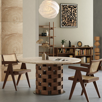 Style nordique Chêne Rouge Couleur Cercle Table À Manger Café Hôtel Usage Domestique