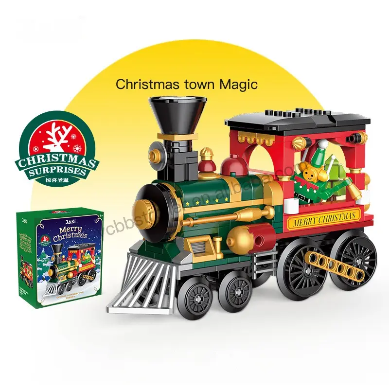 Noel tatil hediye noel tren monte müzik kutusu oyuncak toptan yapı taşı seti uyumlu
