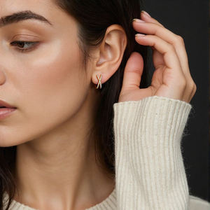 Trendy Double-Deck Zircon Pave Cuff Pendiente Latón Pave CZ Overcross Geométrico Clip en pendientes Adecuado <span class=keywords><strong>sin</strong></span> <span class=keywords><strong>agujero</strong></span> <span class=keywords><strong>Piercing</strong></span> - Product Image 2