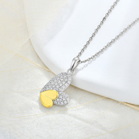 Ensemble de bijoux en argent sterling 925 QX avec double cœur en zircon cubique, collier pendentif cœur pavé CZ, boucles d'oreilles et bague, vente en gros, personnalisation OEM
