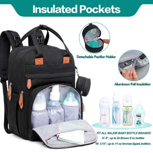 Sac à dos à langer personnalisé avec matelas à langer portable et étui à sucette, sac à dos de voyage imperméable pour bébé et maman - Product Image 2