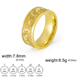 <b>Circle</b> Stainless Steel Engraving <b>Ring</b> 18k Gold Plated Stainless Steel Jewelry Round Chunky <b>Rings</b> - Product Image 5