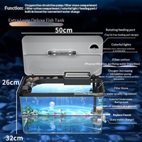 Aquarium écologique rectangulaire moyen en plastique pour salon, avec filtration et oxygénation intégrées, nouveau modèle 2025, boîte de rangement domestique