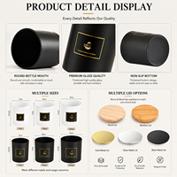 Wadah Lilin Kaca San Neo Matte Black dengan Tutup Hitam, Stoples Lilin untuk Souvenir Pernikahan, Dekorasi Rumah, Pasokan Grosir