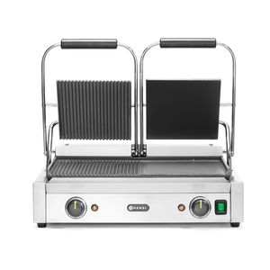 HENDI Máquina Comercial para Sándwiches Doble Versión 230V/3600W, Parrilla Izquierda y Plancha Derecha 570x375x216mm - Product Image 1