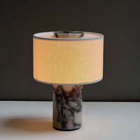 Lampe murale décorative moderne pour la maison et l'hôtel avec prise USB, charge par batterie, lampe de table LED en marbre avec abat-jour en tissu