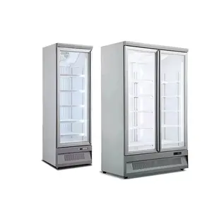 Commercial Air cooling System Deep Upright Glass Door Freezer Static Cooling System Steel Chiller