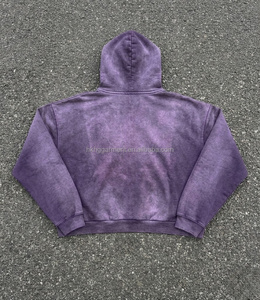 เสื้อฮู้ดดี้ผู้ชายสไตล์วินเทจ ทรงโอเวอร์ไซส์ คอวี ล้างสีแบบแอซิดวอช แต่งสีบล็อกสไตล์เรโทร ดีไซน์ขาดๆ แบบกรันจ์ ชายเสื้อแบบรุ่ย - Product Image 2