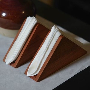 Japanese Style Solid Wood Napkin Holder Triangular <b>Shelf</b> <b>Desktop</b> Tissue Organizer For Dining Table Japandi Design - Product Image 2